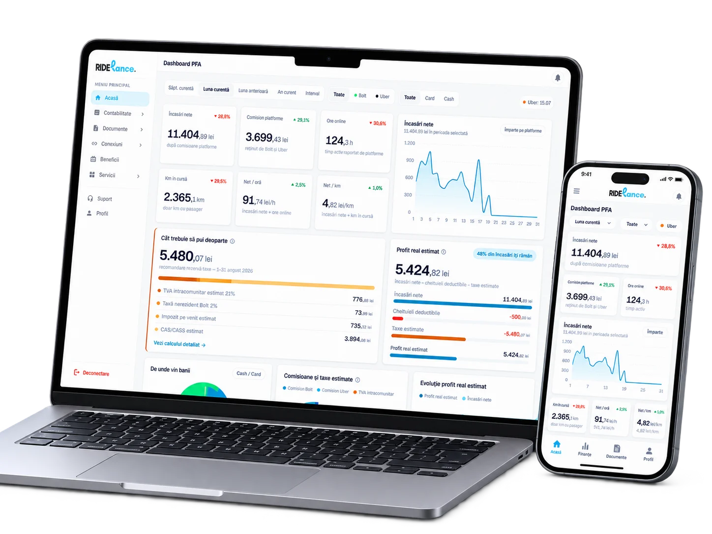 Dashboardul RIDElance
